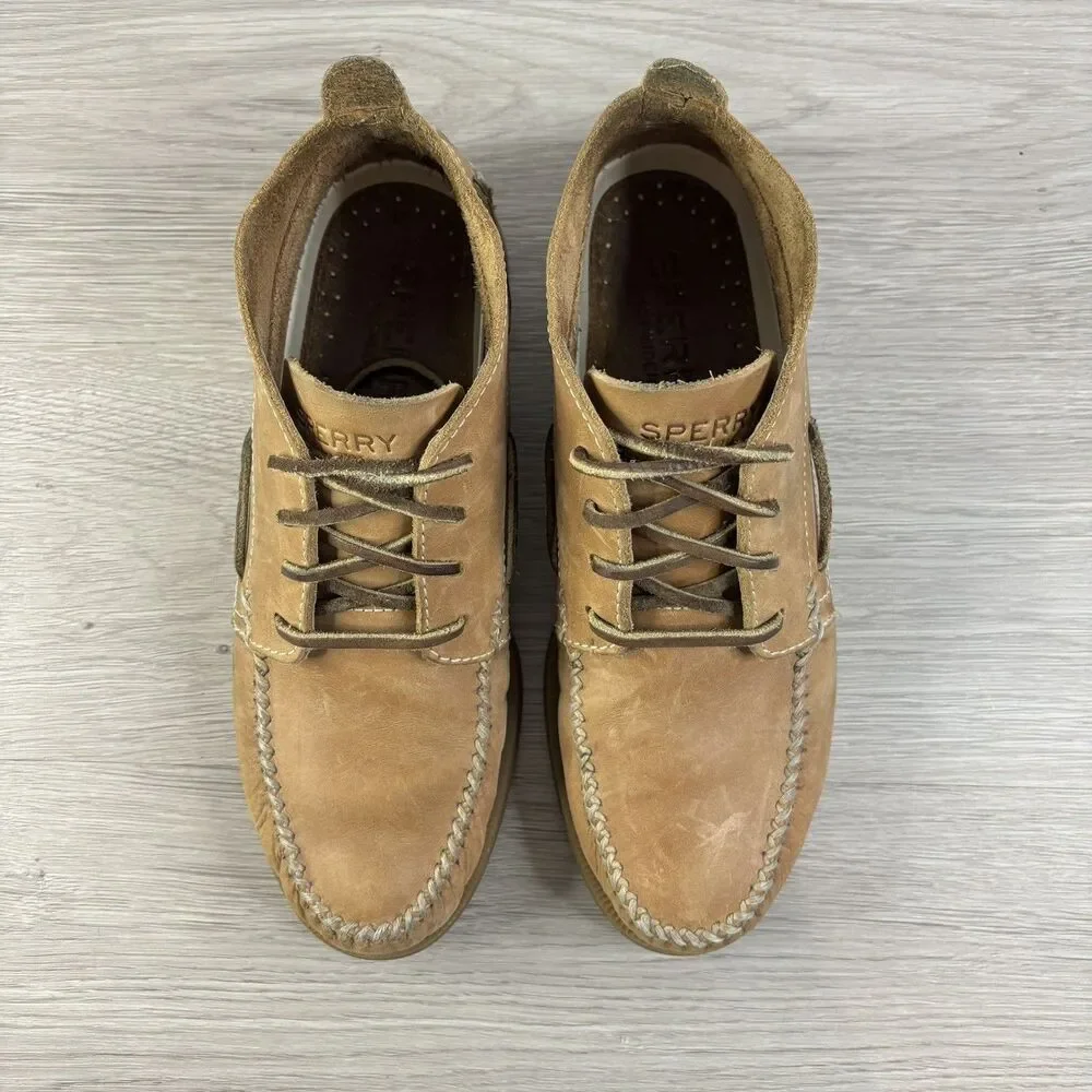 Sperry Top Sider Brown Leather Chukka Ankle Boots Sahara Men’s Lace Up 7.5M
